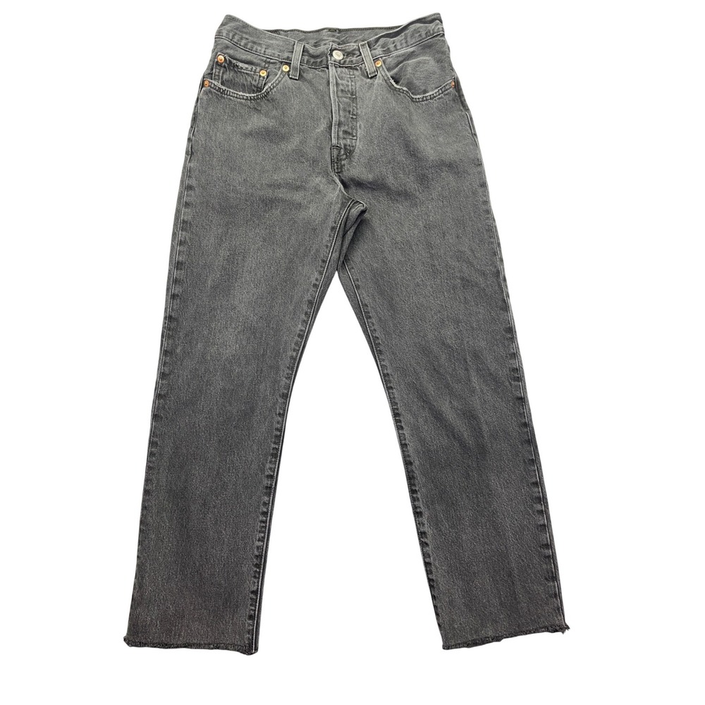 Levi's 501 Jeans Gray Wash Denim Straight Leg Button Fly Womens Size 26 Fits 27"
